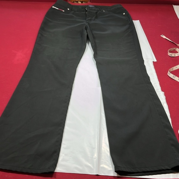 Tommy Hilfiger BLACK polyester dress Pants Women Size 11 Flared Leg, Y2K, 90s - Picture 4 of 13